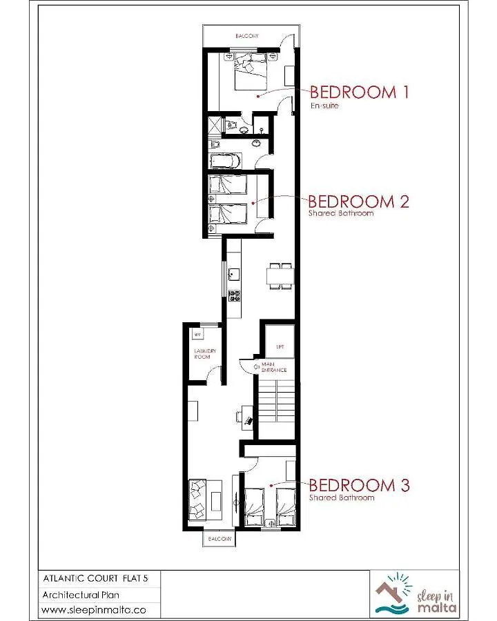 F5 Room 3, Private Room Two Single Beds Shared Bathroom In Shared Flat Msida Malta